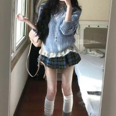 批发【两件套】ins甜辣炸街小个子慵懒毛衣+显高短款百褶<b class='q'>半身裙</b>套装女