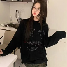 批发千禧辣妹风毛领皮扣开衫T恤女春秋新款<b class='q'>荷叶边</b>修身显瘦外套上衣ins