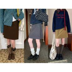 批发简约韩系百搭毛呢半身裙秋<b class='q'>冬</b>女宽松高腰直筒短款设计感裙子