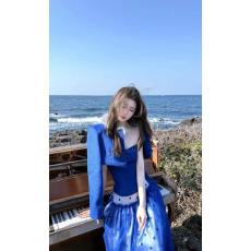 批发冬季新款<b class='q'>气质</b>优雅温柔风三件套短款<b class='q'>外套</b>吊带上衣拼接波点长裙套装