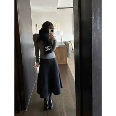 批发“秋冬战裙”深灰色<b class='q'>复古</b>毛呢伞裙女中长款垂坠百搭半身裙