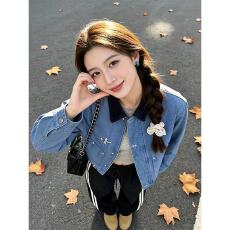 批发韩系复古小众撞色翻领外套女2026<b class='q'>春</b>季新款休闲百搭高级感短款夹克