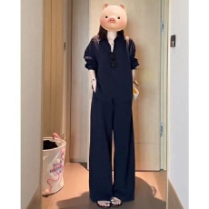 批发2026超火穿搭一整套舒适松弛感藏青色长袖<b class='q'>衬衫</b>休闲阔腿<b class='q'>裤</b><b class='q'>两件套装</b>