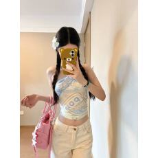 批发美式度假风独特别致印花抹胸背心女夏季新款气质减龄短款<b class='q'>百搭</b>上衣