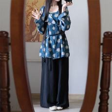 批发轻衫行原创<b class='q'>汉服</b>女唐制短款圆领袍长袖宋裤日常通勤中长衫国风套装