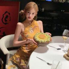 批发2026<b class='q'>春</b>夏新款新中式国风印花修身旗袍立领修身性感连衣裙短裙