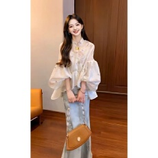批发国风新中式温柔仙气套装女2026春季新款宽松开衫半身裙两件套<b class='q'>女装</b>