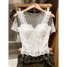 批发2026春季新款蕾丝透视吊带<b class='q'>背心女</b>修身性感辣妹风百搭别致个性上衣