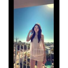 批发性感纯欲风无袖挂脖抹胸<b class='q'>连衣裙</b>女夏季收腰显瘦海边度假风包臀短裙