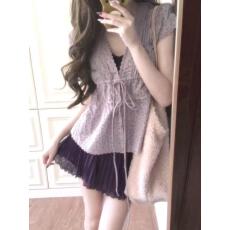批发套装女2026夏季新款甜美少女感蕾丝v领系带碎花衬衫上衣半身裙潮