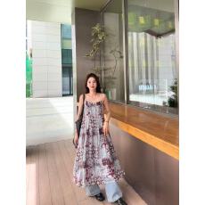 批发民族度假吊带显瘦连衣裙印花新款复古气质宽松吊带裙夏季沙滩长裙