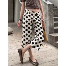 批发美式复古<b class='q'>大码</b>水洗黑白波微喇七分<b class='q'>裤</b>女亚比y2k修身显瘦阔腿中<b class='q'>裤</b>潮