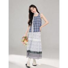 批发云南大理度假风<b class='q'>套装</b>2026女夏季韩系无袖格子背心碎花半身裙两件套