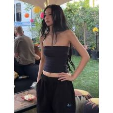 批发【纯棉】Jennie同款黑色紧身抹胸女 修身显瘦内搭裹胸上衣