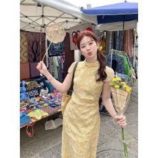 批发新中式提花肌理感改良<b class='q'>旗袍</b>日常修身年轻款优雅女连衣裙