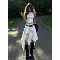 批发白色背心不规则半裙<b class='q'>套装</b>2026新款美式辣妹穿搭一整套连衣裙子女夏