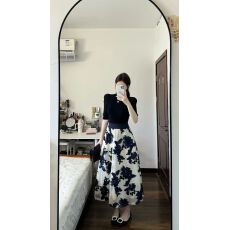 批发套装女2026夏新款韩系高级感正肩<b class='q'>中袖</b>气质上衣高腰显瘦绣花半身<b class='q'>裙</b>