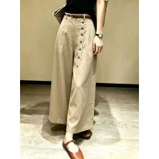 批发今年流行通勤时尚松弛感排扣阔腿裤女夏季<b class='q'>高腰</b>显瘦垂感百搭休闲裤