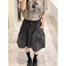 批发美式<b class='q'>街头</b>设计感工装牛仔半身中裙女夏大口袋休闲潮流百搭A字短裙