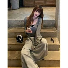 批发裸感柔肤tee亨利领长袖t恤女<b class='q'>夏季</b>短款后背镂空设计感罩衫上衣