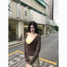 批发慵懒精致长袖罩衫T恤女早秋新款荡领真两件吊带<b class='q'>背心</b><b class='q'>上衣</b>显瘦套装