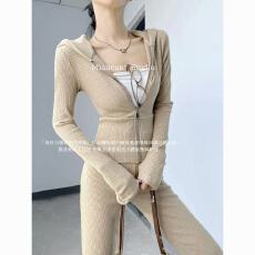 批发一整套ootd穿搭套装秋冬修身潮连帽修身显身材短外套女显瘦休闲<b class='q'>裤</b>