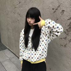 批发美式甜酷复古<b class='q'>小熊</b>星星满印拉链连帽<b class='q'>卫衣</b>女拼接宽松开衫外套上衣潮