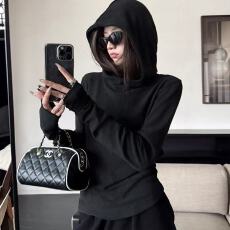 批发德绒连帽卫衣打底衫女内搭保暖秋冬<b class='q'>修身</b>显瘦长袖<b class='q'>户外</b>休闲运动上衣