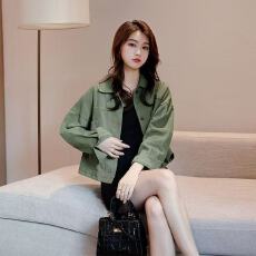批发<b class='q'>时尚</b>短款牛仔外套女2026春秋韩版新款<b class='q'>个性</b>工装夹克小个子宽松上衣