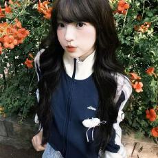 批发韩系巨好看秋季外套女2026新款华夫格短款<b class='q'>开衫</b>运动风撞色立领上衣
