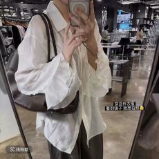批发【冰感序章】韩系氛围感<b class='q'>衬衫</b>显瘦百搭气质秋季长袖上衣洋气荷叶袖