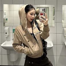 批发美式复古拿破仑双面穿<b class='q'>短款</b>外套女2026秋季显瘦连帽开衫正肩夹克