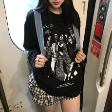 批发亚比风假两件长袖T恤女秋季条纹袖子拼接亚文化打底衫y2k<b class='q'>情侣</b><b class='q'>上衣</b>