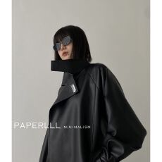 批发复古黑色皮衣女2025年春秋季韩版时尚新款大衣长款长袖风衣外套潮