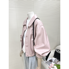 批发超好看粉色夹克皮衣外套女2025年春秋新款宽松短款上衣小个子ins