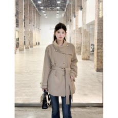 批发早秋2025年爆款名媛风网红爆款显瘦围脖设计黑色风衣外套女装大衣