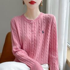 批发2025秋冬新款刺绣针织<b class='q'>开衫</b>女圆领宽松麻花毛衣外套设计感上衣<b class='q'>外</b><b class='q'>搭</b>