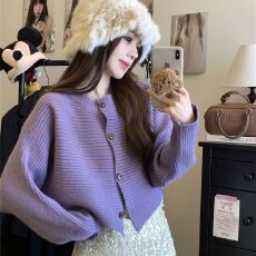 批发出大货 毛衣女2025新款秋冬季<b class='q'>宽松</b>慵懒高级感毛衣开衫外套蝙蝠袖