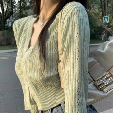 批发出大货 针织<b class='q'>开衫</b>外套女<b class='q'>夏季</b>薄款高级感气质休闲镂空短款辣妹上衣