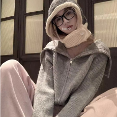 批发出大货 毛衣外套女春季加厚短款上衣宽松慵懒风拉链针织<b class='q'>开衫</b>外穿