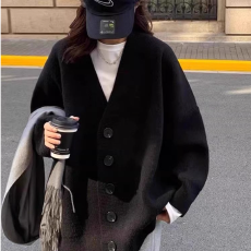 批发出大货 2026加厚外穿复古中长款慵懒宽松v领针织<b class='q'>开衫</b>