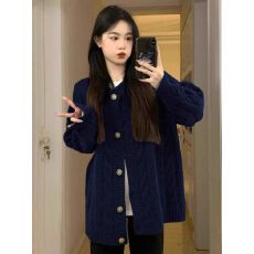 批发出大货 2026年新款春季外穿高级感深灰色针织<b class='q'>开衫</b>外套