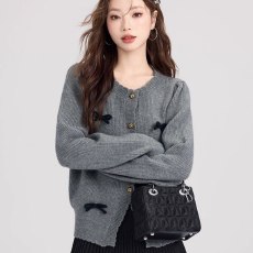 批发出大货 春季韩版时尚漂亮超好看圆领长袖毛衣宽松显瘦针织<b class='q'>开衫</b>女