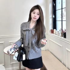 出大货 蝴蝶结系带灰色毛衣开衫外套女2026年春季新款慵懒风上衣