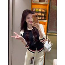 批发出大货 韩系早秋穿搭小个子撞色条纹拉链针织开衫外套棒球服上衣