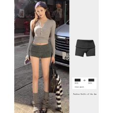 批发出大货 <b class='q'>灰色</b>高腰显瘦休闲短裤女装新款辣妹修身针织<b class='q'>打底裤</b>子