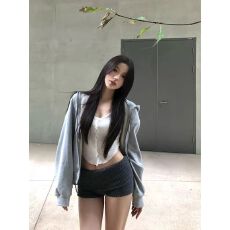 批发出大货 复古美式低腰<b class='q'>灰色</b>绒感针织短裤女秋季新款紧身弹力裤