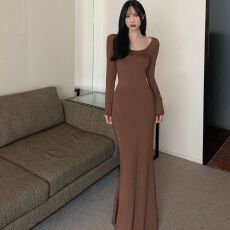 批发出大货 辣妹性感长袖<b class='q'>连衣裙</b>打底长裙修身鱼尾<b class='q'>包臀</b>裙子