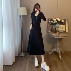 批发出大货 卫衣<b class='q'>连衣裙</b>女春秋高级感显高穿搭收腰法式休闲长裙女