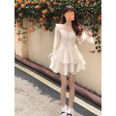 批发出大货 雪纺<b class='q'>连衣裙</b>女春<b class='q'>夏季</b>温柔风绝美显瘦蓬蓬蛋糕公主裙子